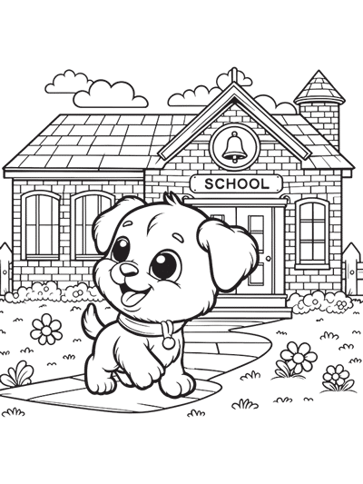 Cooper Goes to School Free Coloring Page