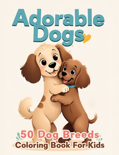 Adorable Dogs 50 Dog Breeds Coloring Book for Kids