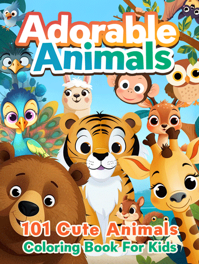 Adorable Animals Coloring Book Cover