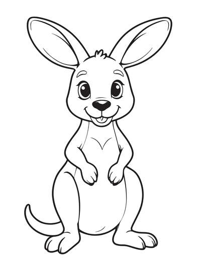 Adorable Animals Kangaroo Free Coloring Book Page