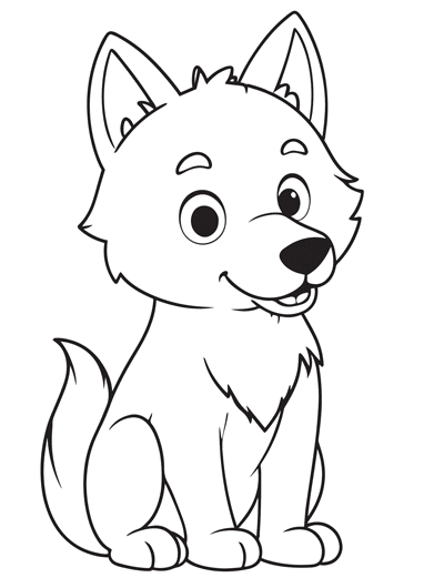 Adorable Animals Wolf Free Coloring Book Page